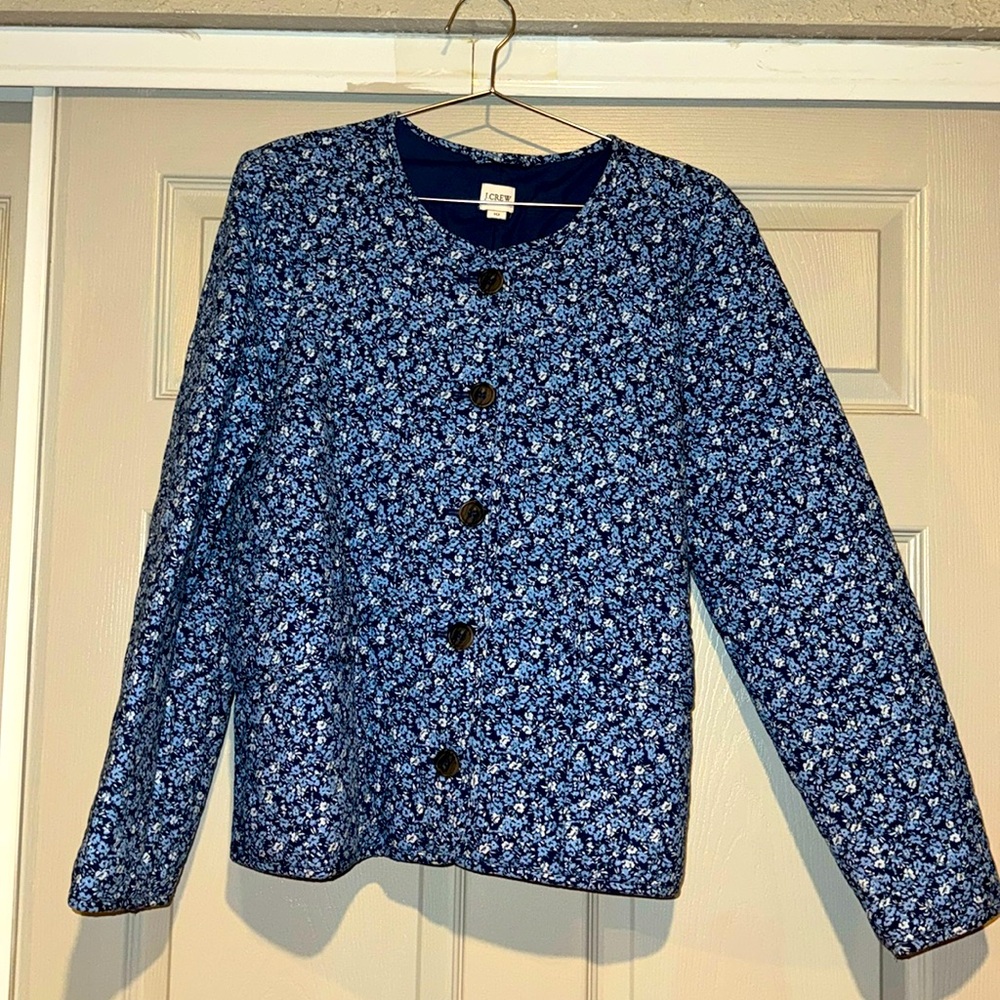 JCrew Floral quilted jacket.